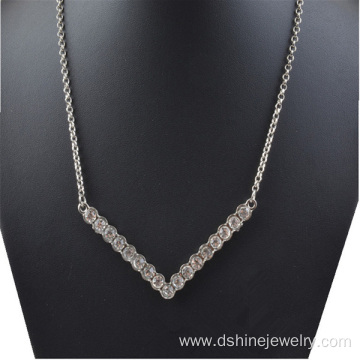 Handmade Silver And Gold Plated Alloy Rhinestone Necklace